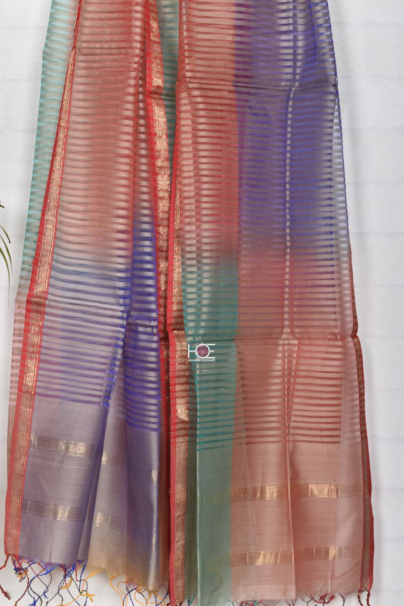 Multi Pastel Sheer / SiCo | Maheshwari Dupatta - Handcrafted Home decor and Lifestyle Products