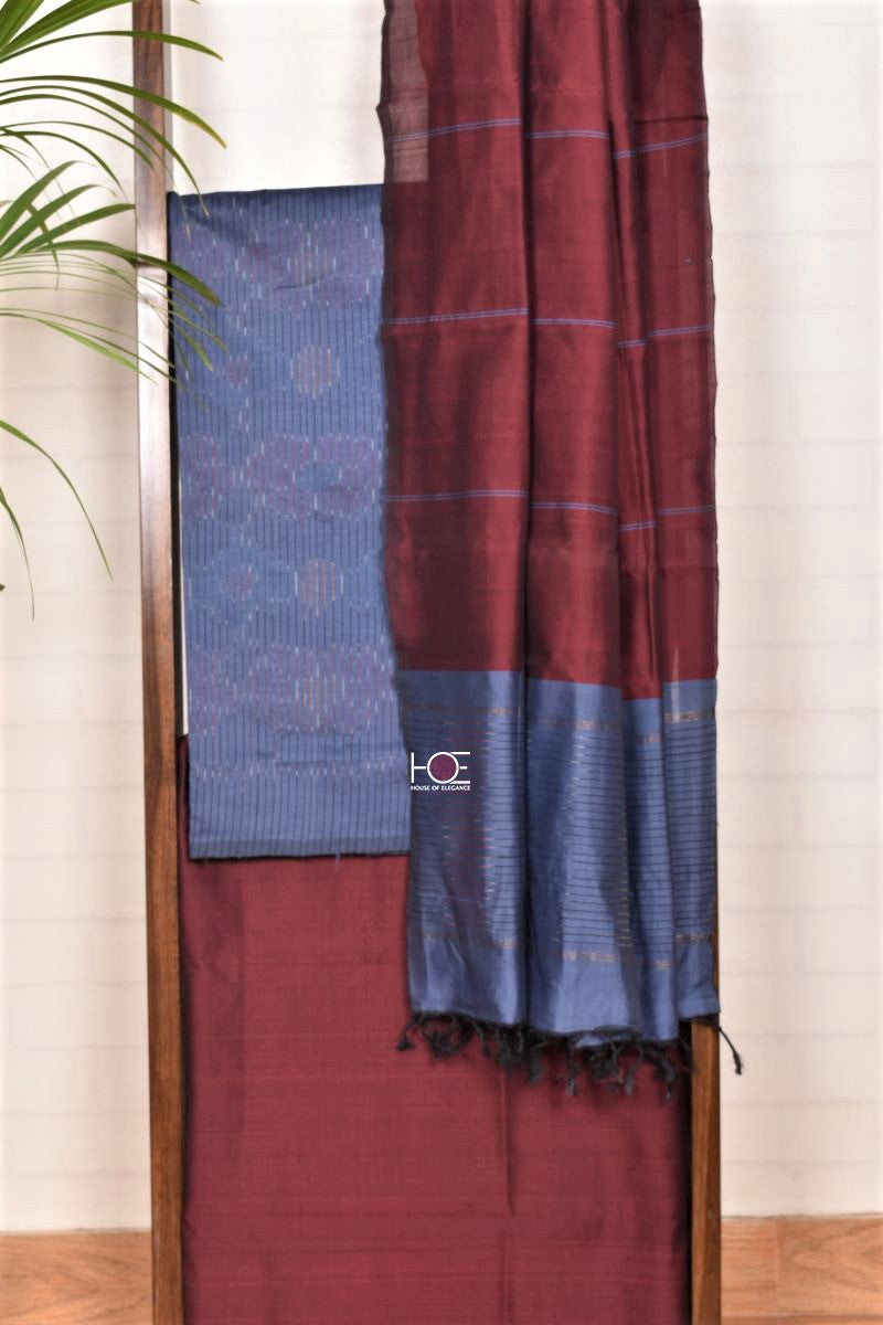 Duo Shade Carolina Red / SiCo | Ikat weaves | 3 Pcs Suit - Handcrafted Home decor and Lifestyle Products