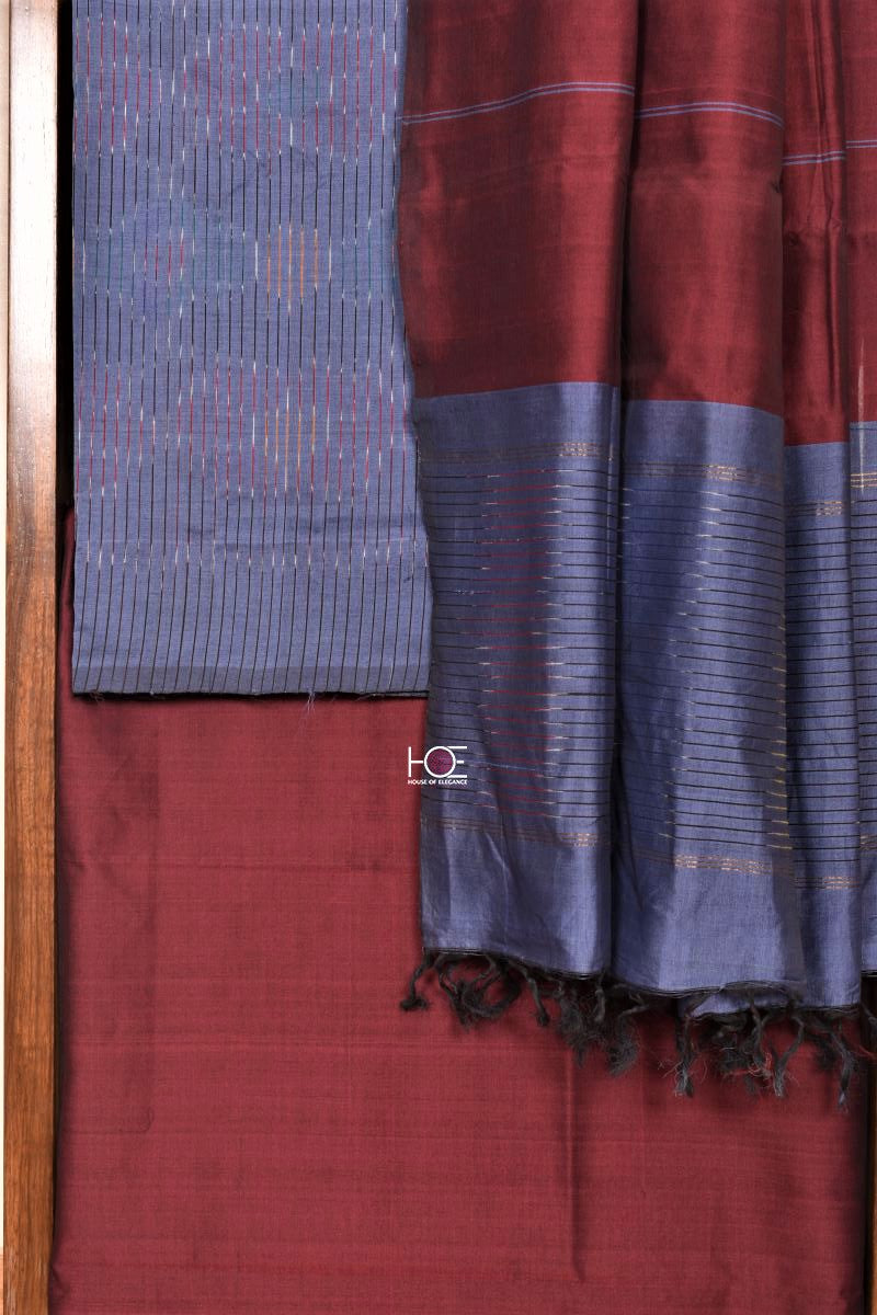 Duo Shade Carolina Red / SiCo | Ikat weaves | 3 Pcs Suit - Handcrafted Home decor and Lifestyle Products