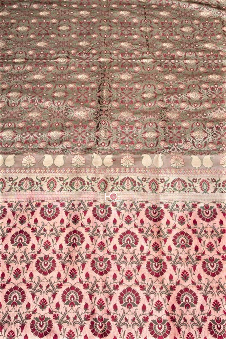 Golden Blossom / Jamawar Tanchoi Silk | Banarasi Saree - Handcrafted Home decor and Lifestyle Products