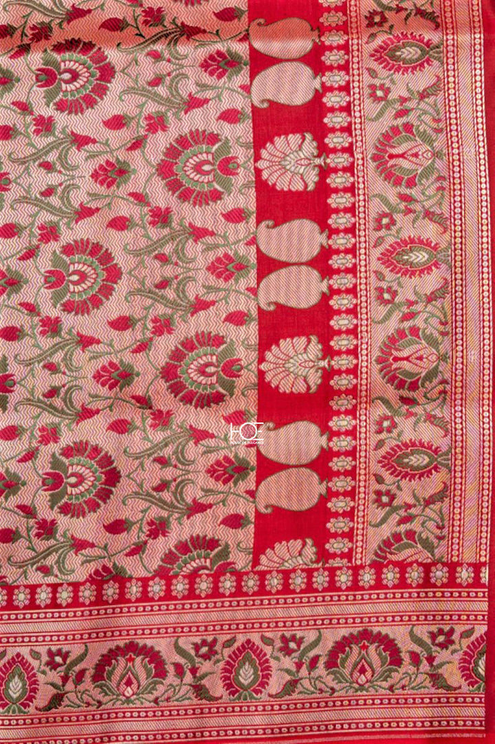 Moonlight Blossom / Jamawar Tanchoi Silk | Banarasi Saree - Handcrafted Home decor and Lifestyle Products