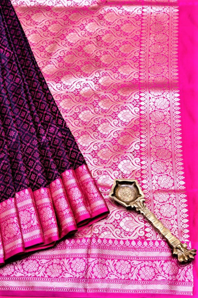 Plum Blush / Jamawar Tanchoi Silk | Banarasi Saree - Handcrafted Home decor and Lifestyle Products