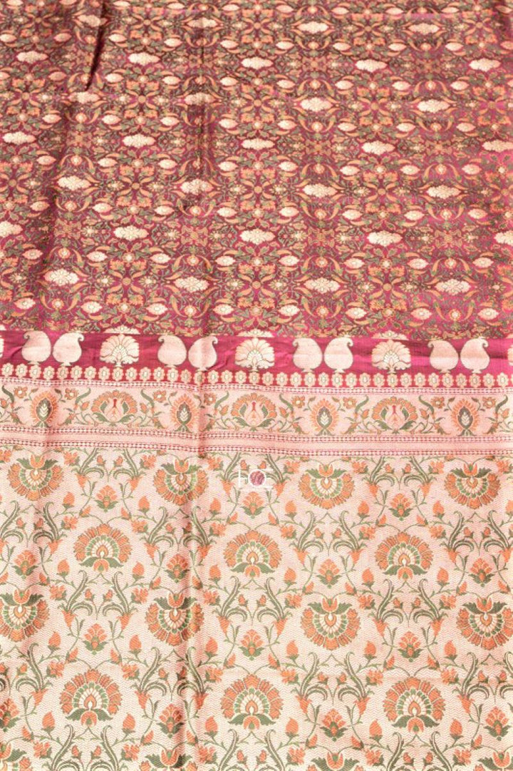 Mauve Blaze / Jamawar Tanchoi Silk | Banarasi Saree - Handcrafted Home decor and Lifestyle Products