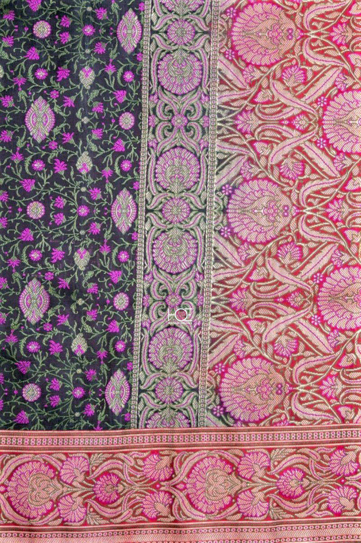 Midnight Blossom / Jamawar Tanchoi Silk | Banarasi Saree - Handcrafted Home decor and Lifestyle Products