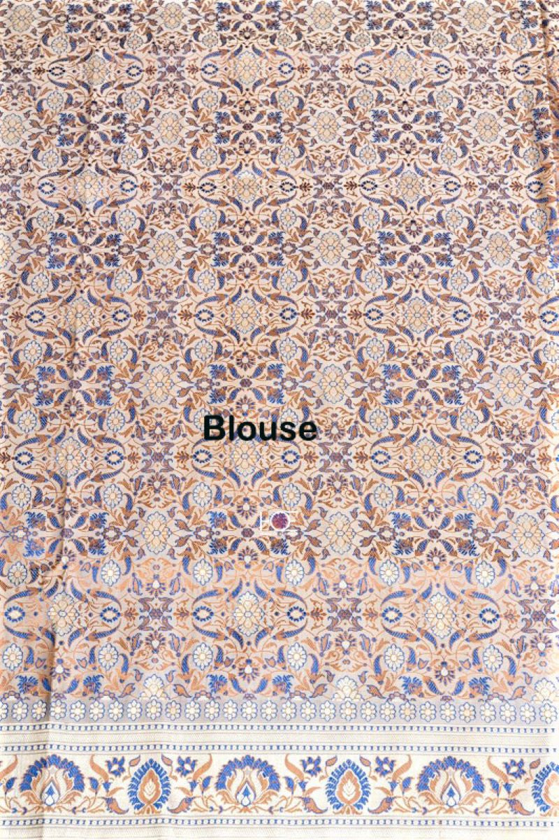 Grey Blossom / Jamawar Tanchoi Silk | Banarasi Saree - Handcrafted Home decor and Lifestyle Products