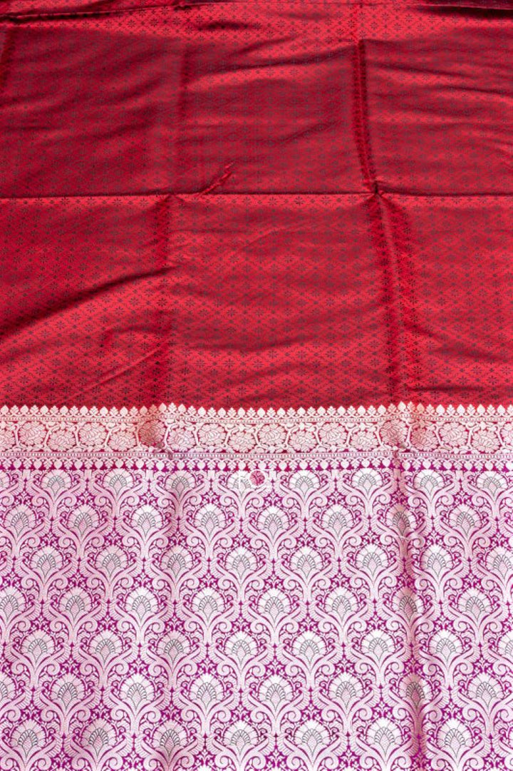 Inked Claret / Jamawar Tanchoi Silk | Banarasi Saree - Handcrafted Home decor and Lifestyle Products