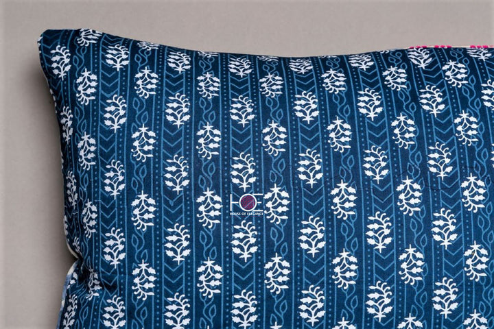 Indigo in Patch/ Embroidered Premium Cotton| 14x20 - Handcrafted Home decor and Lifestyle Products