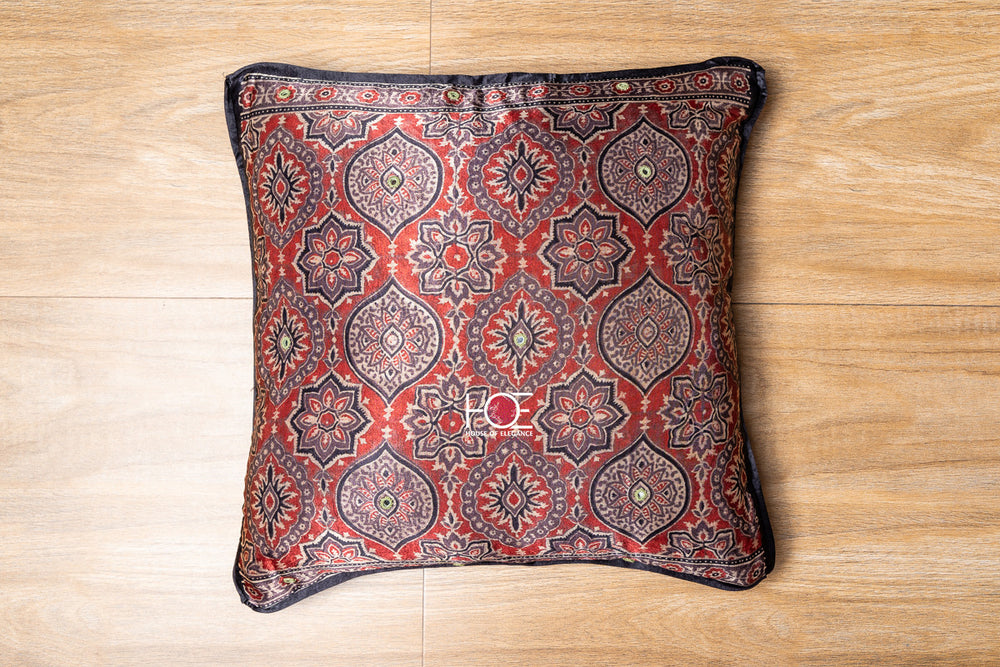 Brown-Ajrakh-Print-Silk-Cushion-Covers
