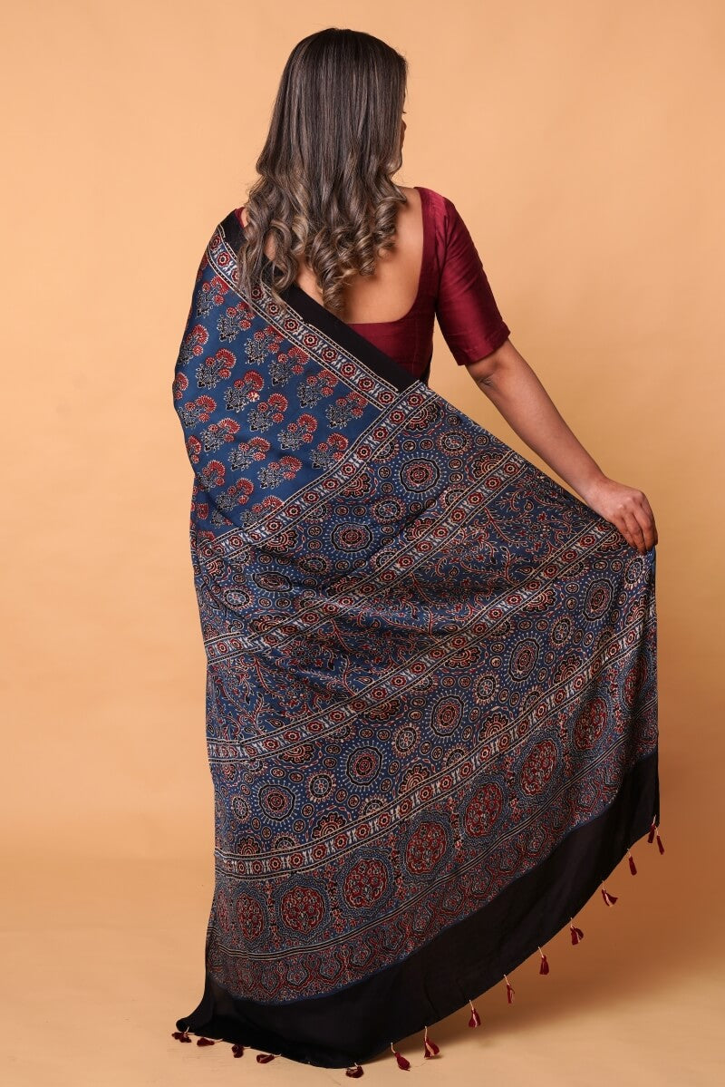 Modal Silk Ajrakh Saree