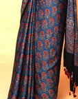 Blue Ajrakh Saree