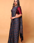 Blue Ajrakh Saree