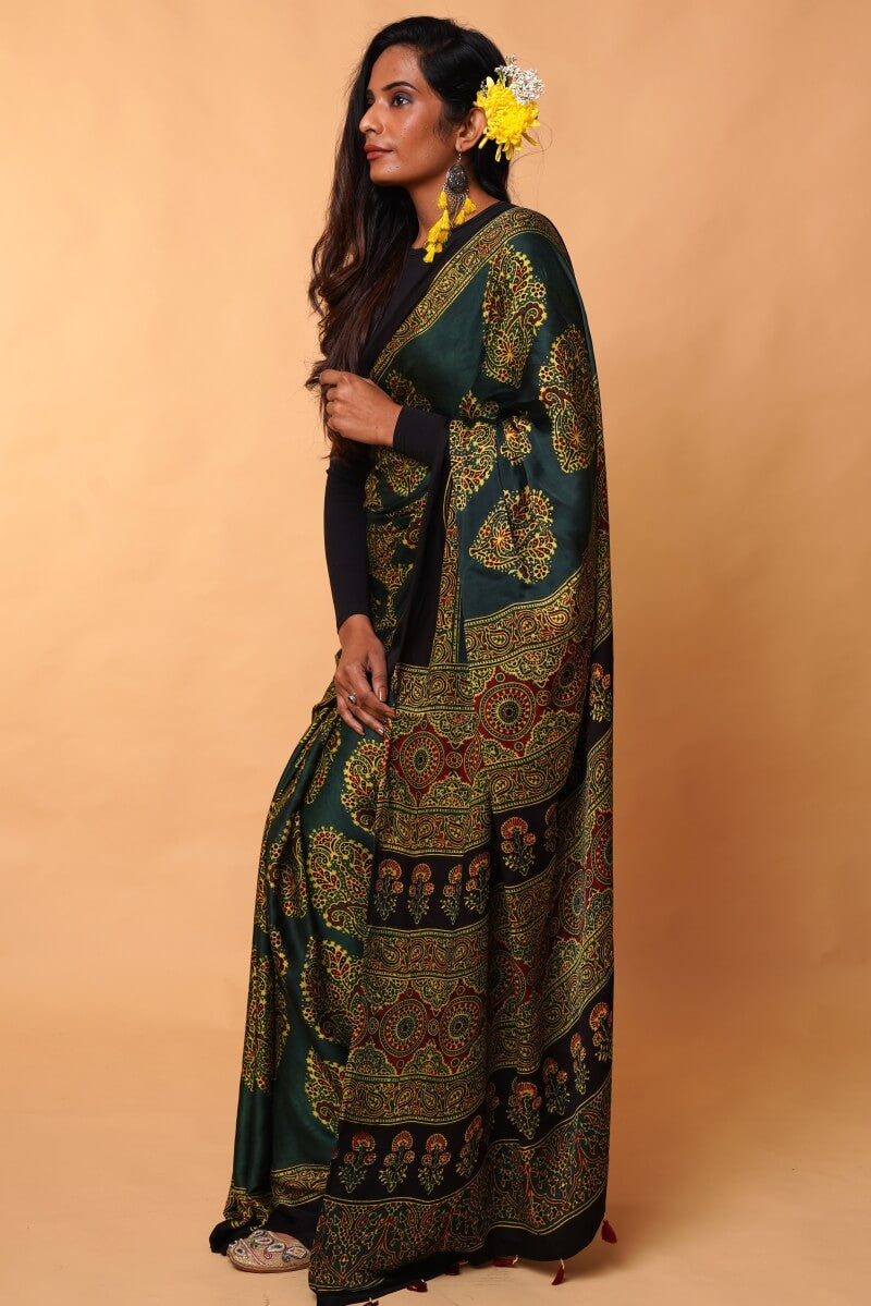 Modal Silk Ajrakh Saree