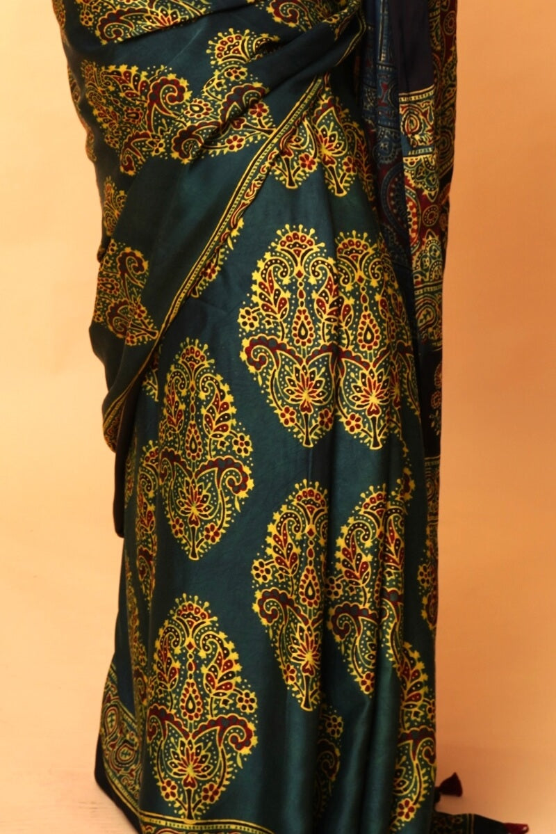 Ajrakh Modal Silk Saree