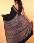 Ajrakh Silk Saree