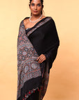 Black Modal Silk Ajrakh Saree