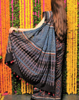 Indigo-ajrakh-cotton-saree