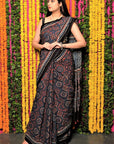 Indigo-ajrakh-cotton-saree