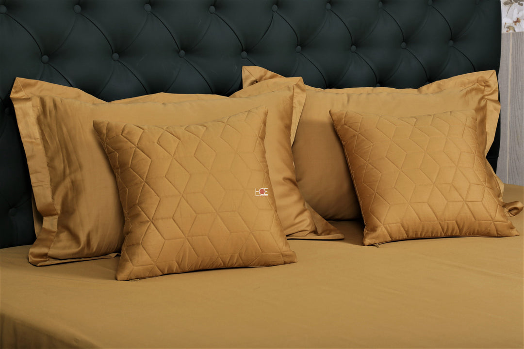 Mustard Shine Diamond / 400 TC Cotton Satin | 5 Pcs Bedsheet Set - Handcrafted Home decor and Lifestyle Products