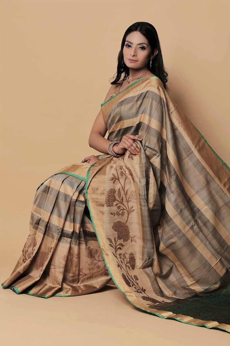 Green Banarasi Silk Saree – MSB Design House