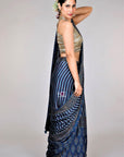 Indigo-Ajrakh-Modal-silk-Saree