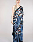 Indigo-Ajrakh-Modal-silk-Saree