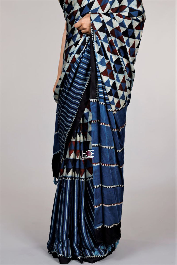 Blue-Ajrakh-trending-silk-saree 