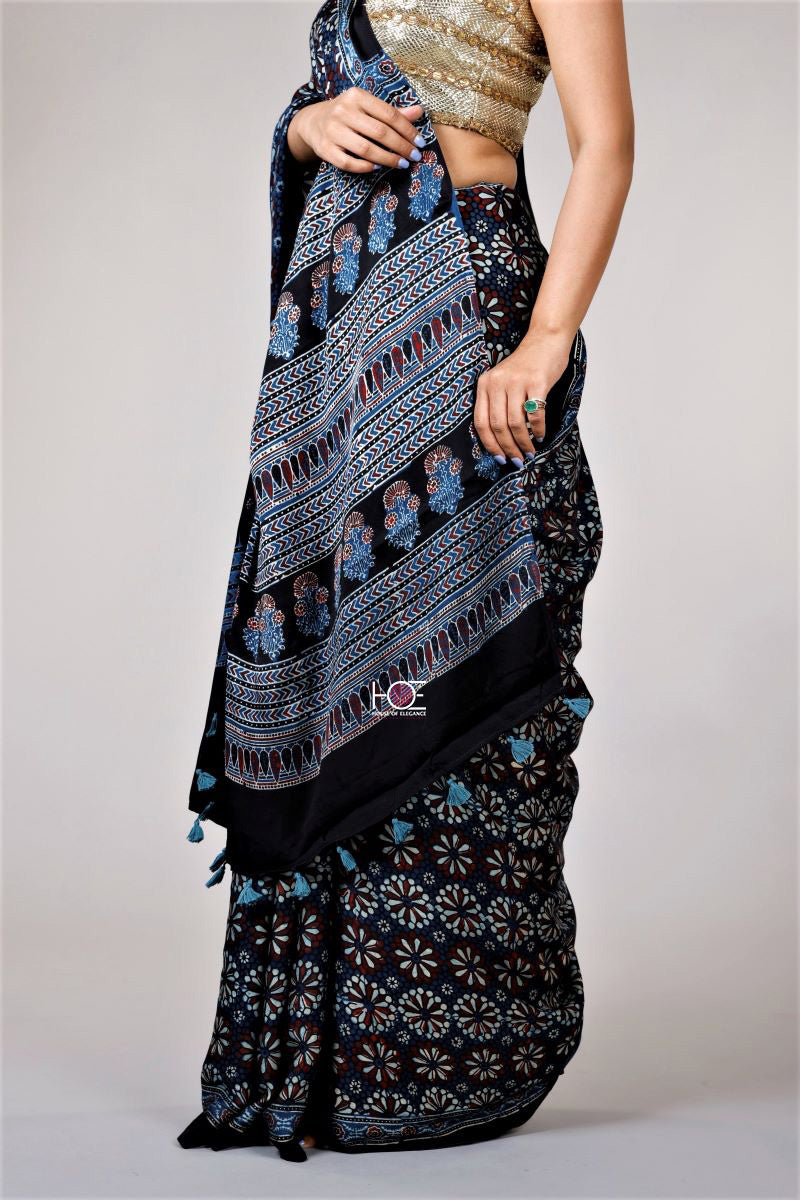 Black Kutch Work Saree