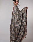 Kalamkari Hand Block Printed Modal Silk Saree - From Telangana