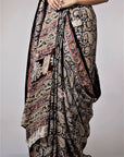 Kalamkari Hand Block Printed Modal Silk Saree - From Telangana