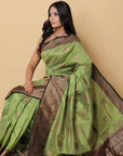 Black Green Banarasi Tussar Silk Saree is among the Handloom Banarasi Silk Saree