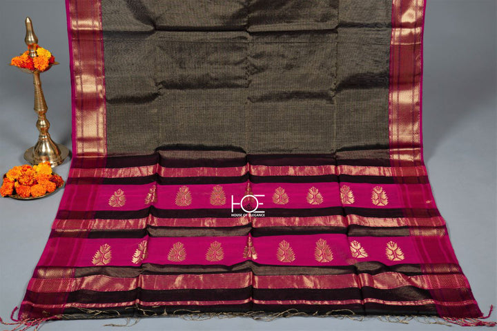 Buy Online Handwoven Tissue Silk Maheshwari Saree with Blouse. Maheshwari Silk Sari, Tissue Silk Saree with Zari or Brocade Border