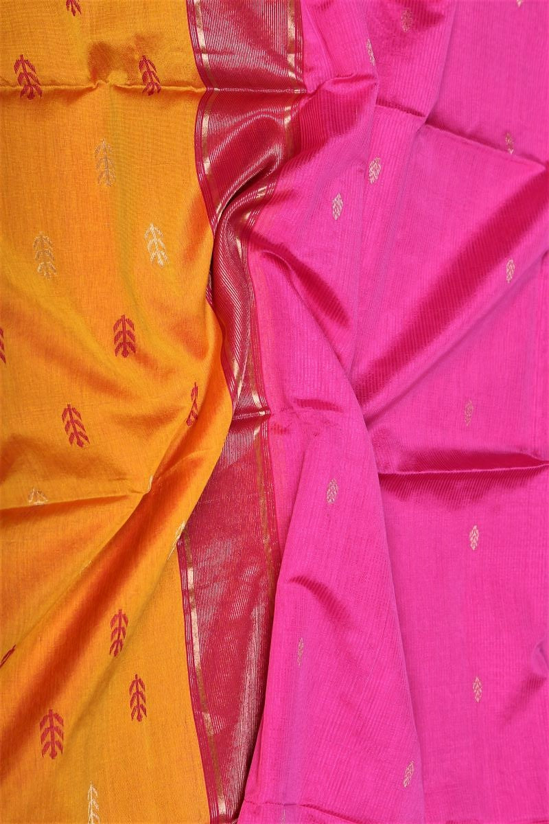 Pink Handloom Maheshwari Cotton Silk Saree: House Of Elegance