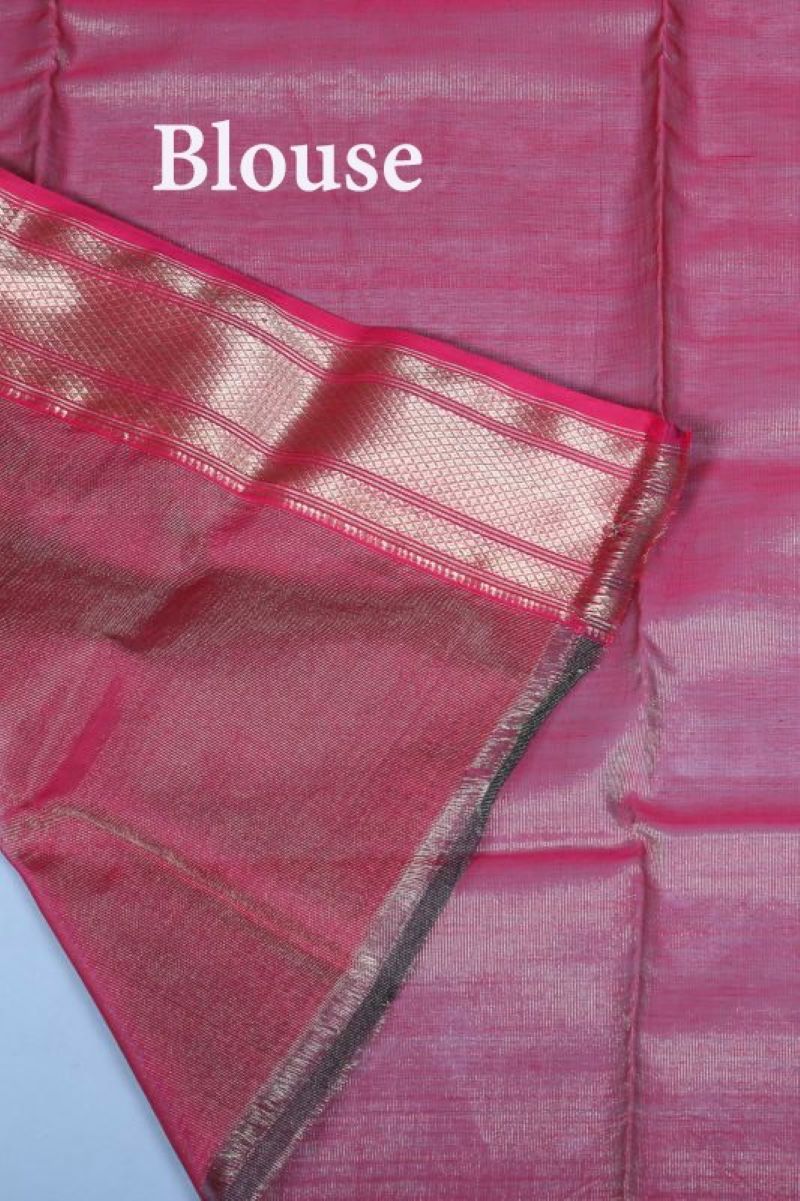 Buy Online Office Wear Handwoven Maheshwari Tissue Silk Saree Maheshwari Silk Sari Golden Zari Saree Maheshwari Silk Cotton Saree Maheshwari SiCo Saree