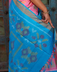 Quiet Pink Pochampally Ikat Pure Silk Saree