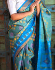 Firozi Pochampally Ikat Silk Saree