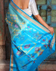 blue Ikat Silk Saree