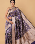 Blue Silver Banarasi Katan Silk Saree