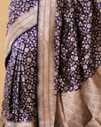 Blue Silver Banarasi Zari Border Saree