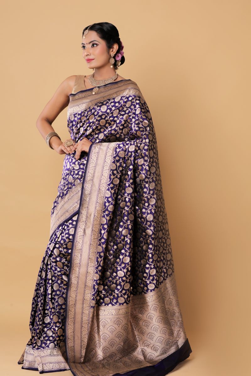 Silver Blue Banarasi Saree