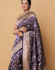 Blue Silver Handloom Banarasi Saree