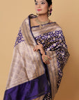 Blue Silver Katan Silk Banarasi Saree