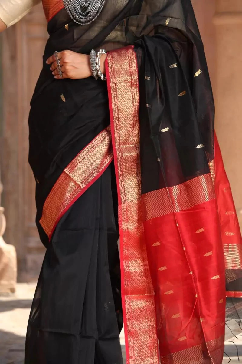 Black Maheshwari SiCo Saree