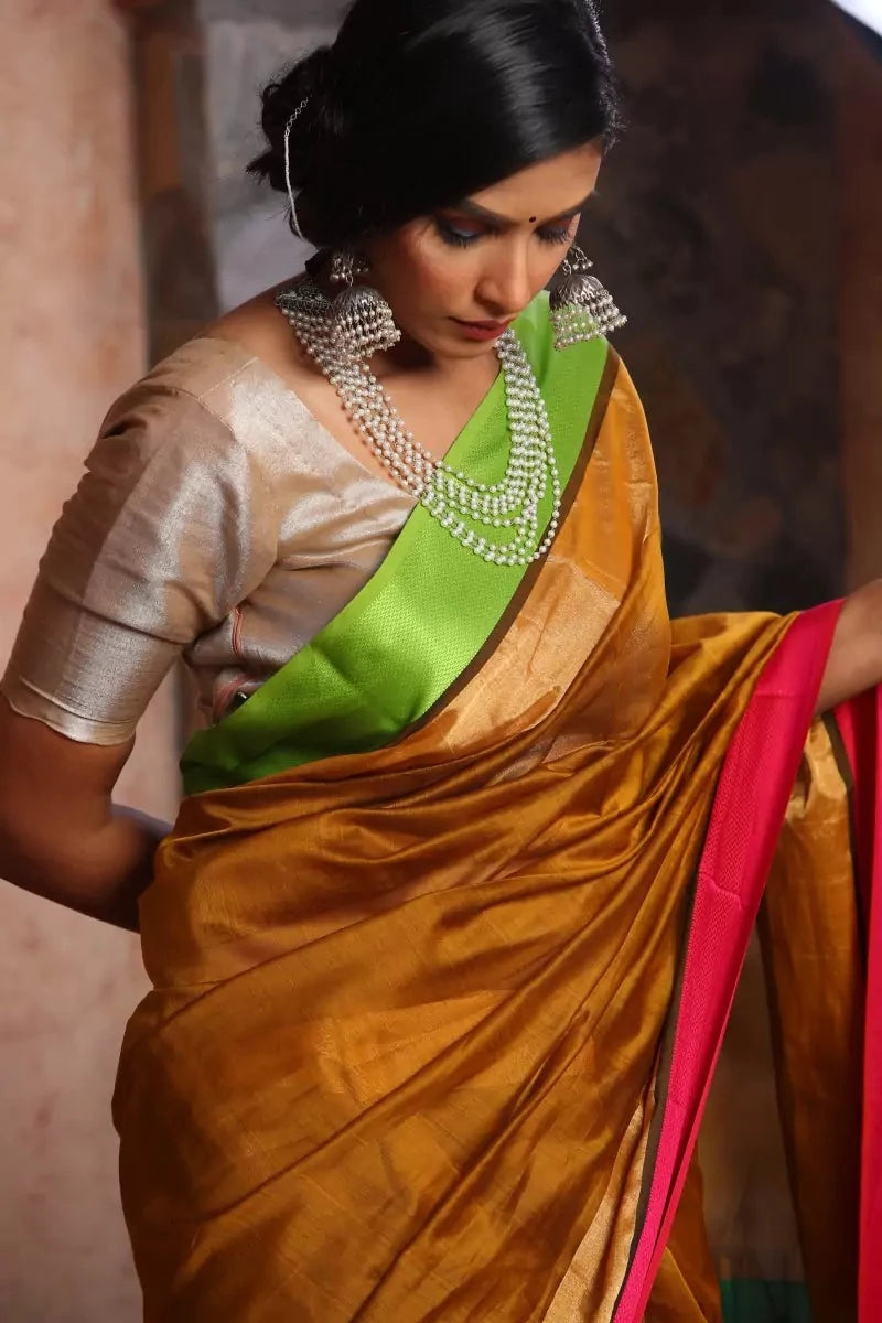 Mustard Maheshwari Saree