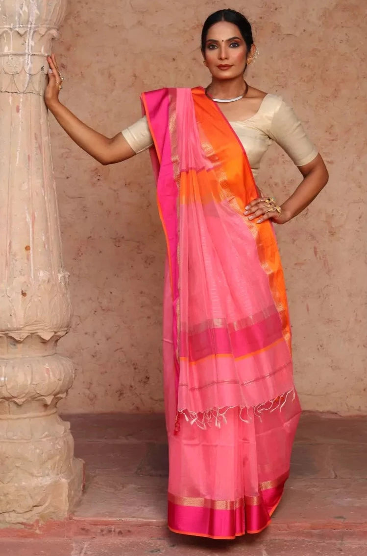 Pink Maheshwari Saree