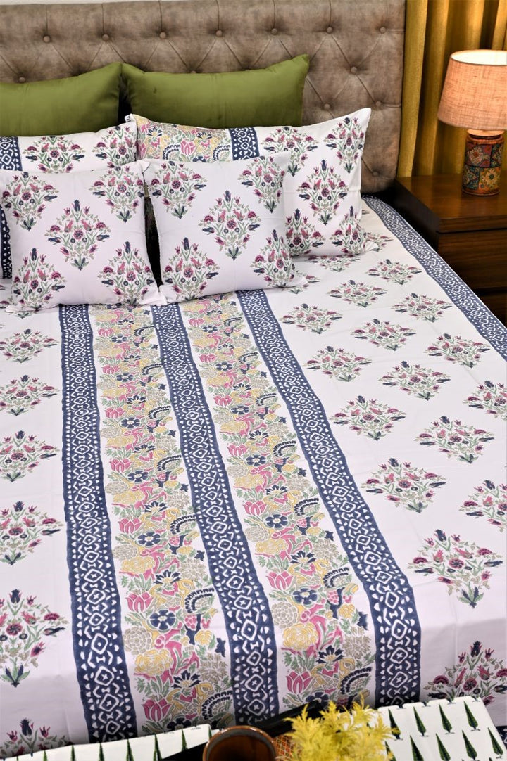 Sanganeri-Hand-Block-Printed-Bedsheet-set-white-bedsheet