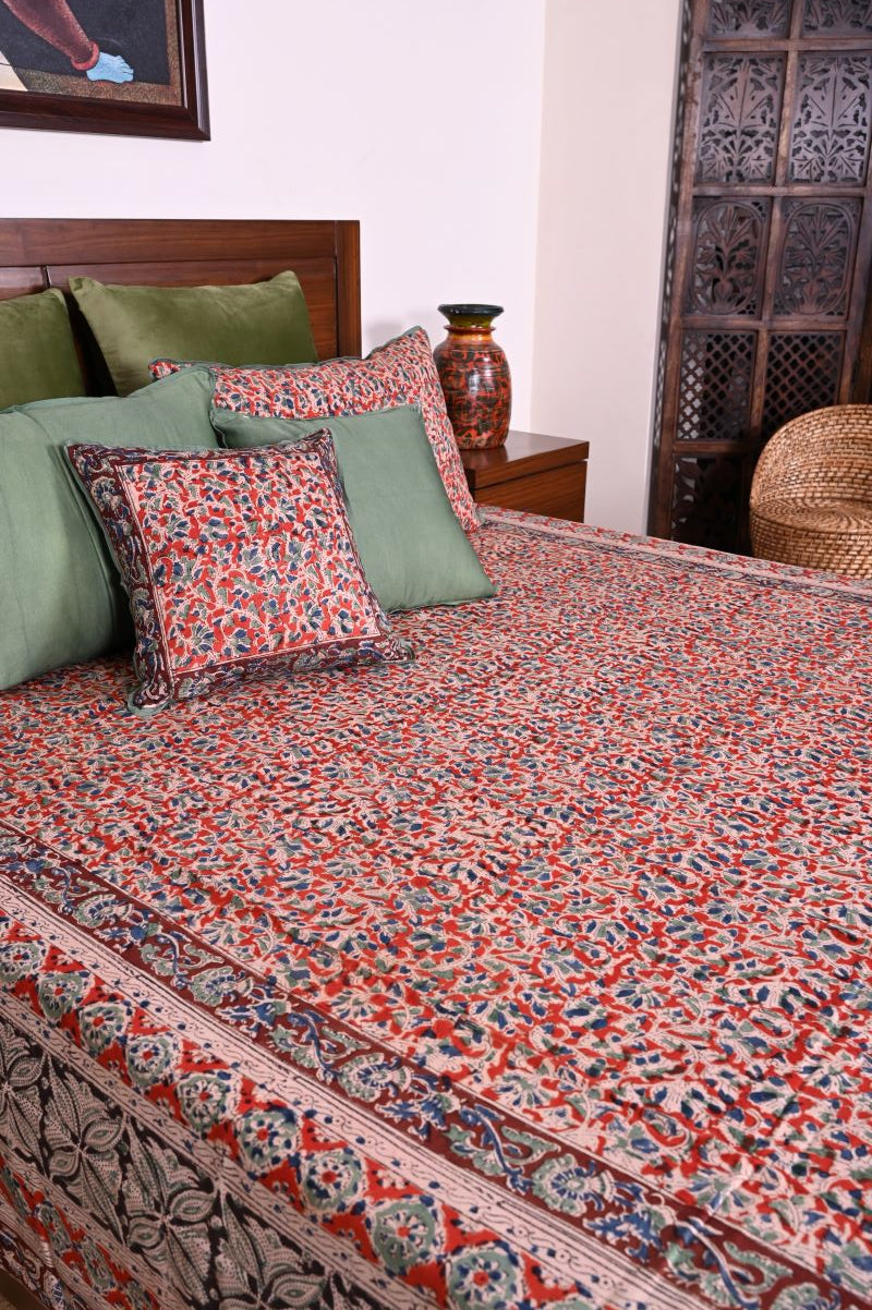 Red-Green-Kalamkari-bedsheet-400-Thread-Count-Cotton