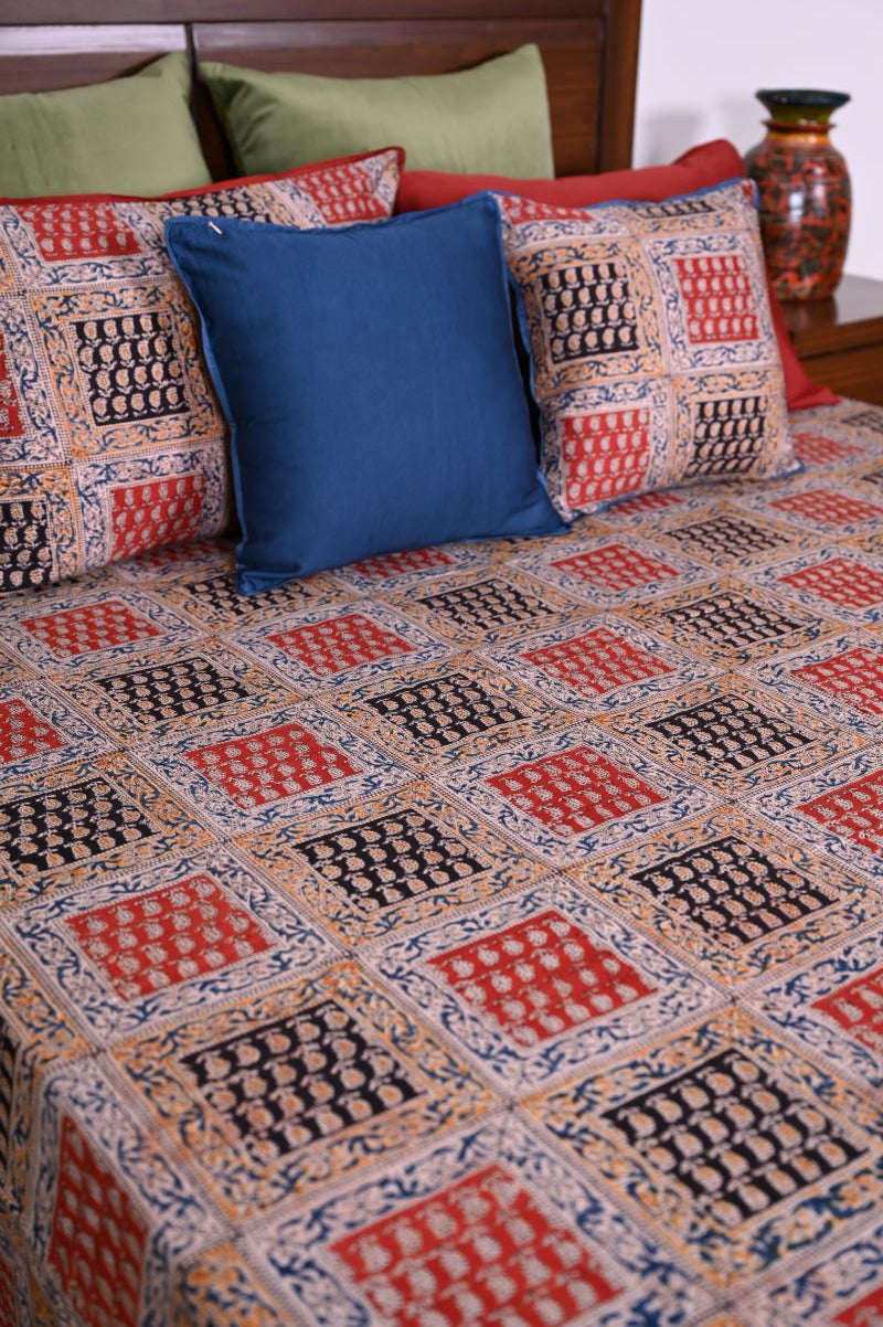 Hand-Block-Printed-Bedsheet-Kalamkari-bedsheet