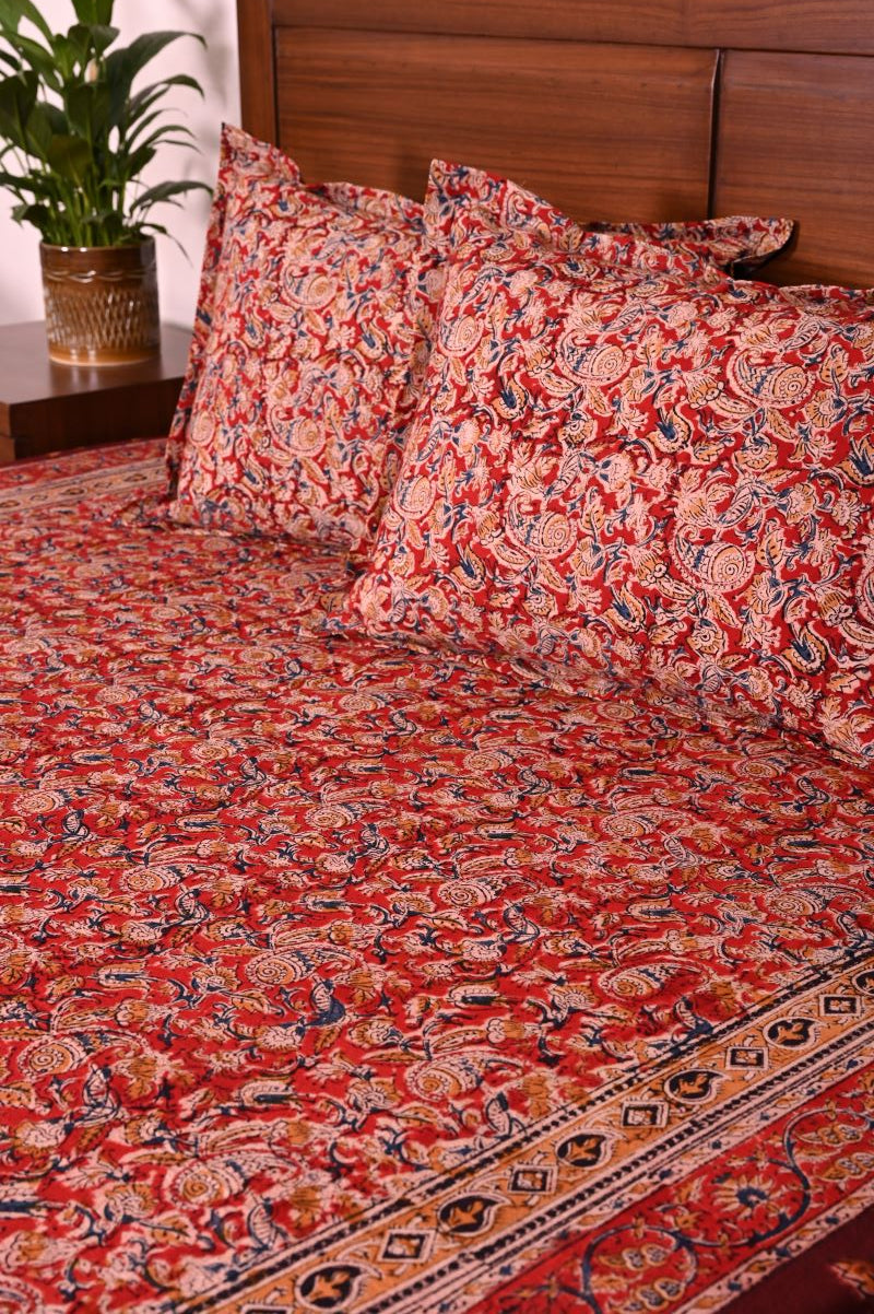 red-Hand-Block-Printed-Bedsheet-Kalamkari-bedsheet