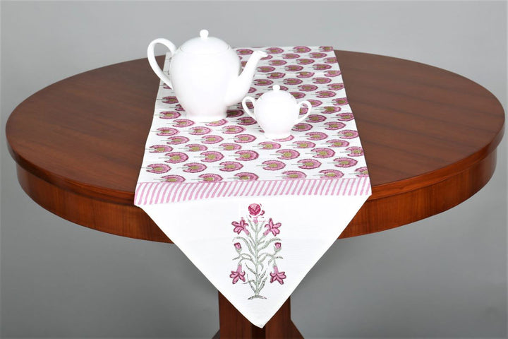 White-Pink-Block-Print-Table-Linen-Dining