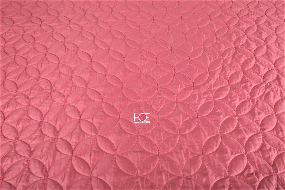 Pink Blush Floral Spire / 400 TC Cotton Satin | Quilted 9 Pcs Bedding Set - Handcrafted Home decor and Lifestyle Products